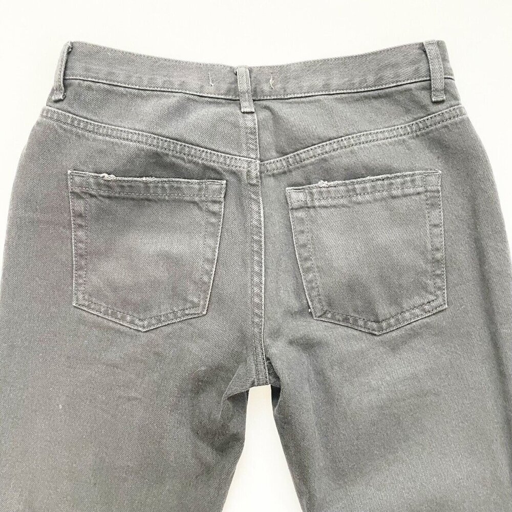 Free People Destroyed Straight Jeans 25 Distressed Black Denim High Rise Raw Hem - Picture 12 of 12